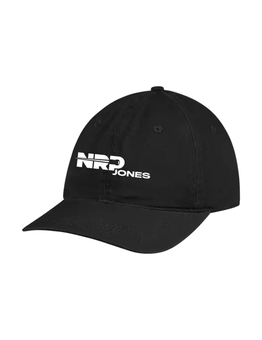 Garment Washed Unstructured Twill Black Cap w/NRP Jones Logo