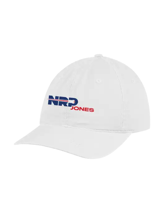 Garment Washed Unstructured Twill White Cap w/NRP Jones Logo