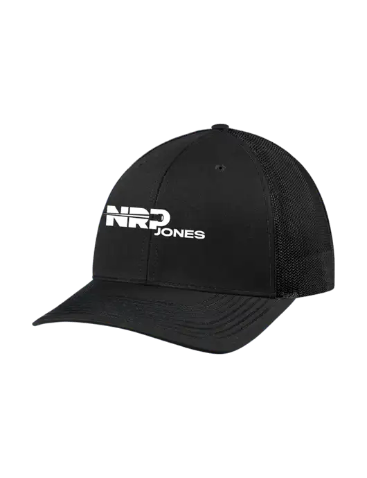 Richardson Adjustable Snapback Original 112 Trucker Cap Black w/Black Mesh w/NRP Jones Logo