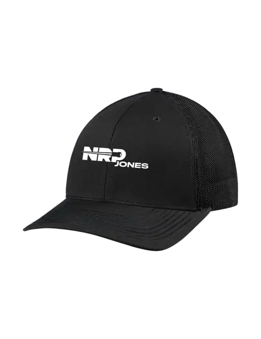 Richardson Adjustable Snapback Original 112 Trucker Cap Black w/Black Mesh w/NRP Jones Logo