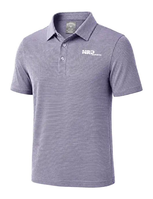 Callaway Navy Fine Line Stripe Polo w/NRP Jones Logo