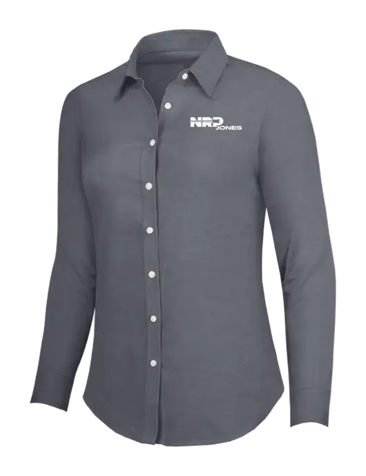 Dark Grey Womens SuperPro Oxford Shirt w/NRP Jones Logo