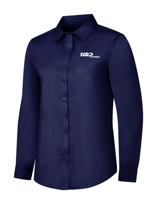 Navy Womens Long Sleeve Superpro React Twill Shirt w/NRP Jones Logo