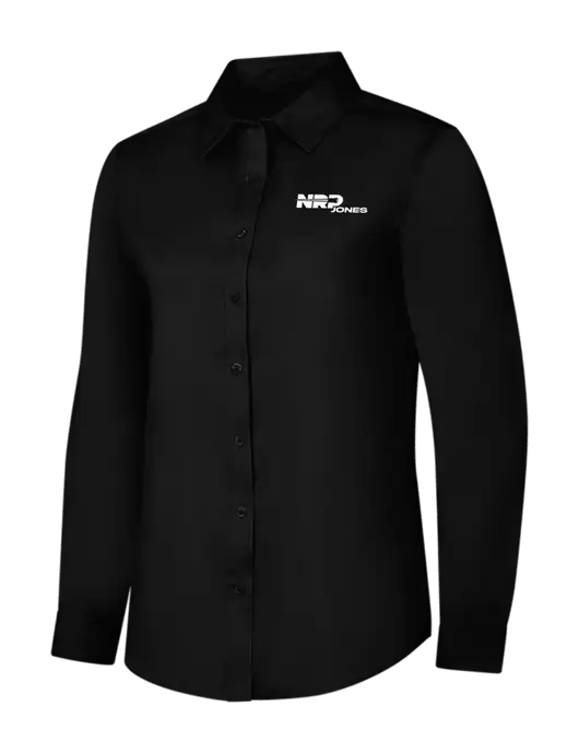 Womens Black Long Sleeve Superpro React Twill Shirt w/NRP Jones Logo