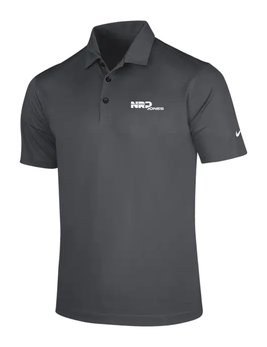 NIKE Dark Grey Dri-Fit Vertical Mesh Polo w/NRP Jones Logo