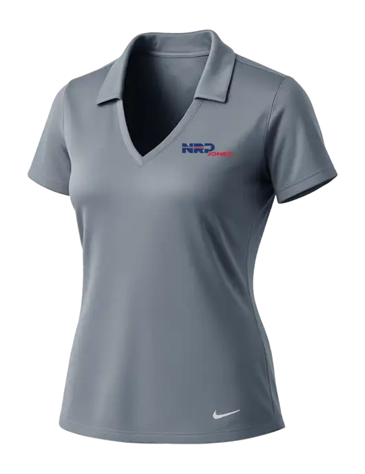 NIKE Medium Grey Womens Dri-Fit Vertical Mesh Polo w/NRP Jones Logo