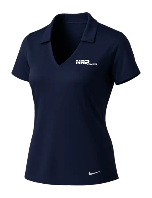NIKE Dark Navy Womens Dri-Fit Vertical Mesh Polo w/NRP Jones Logo
