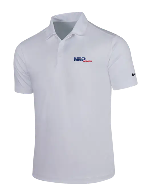 NIKE White Dri-Fit Vertical Mesh Polo w/NRP Jones Logo