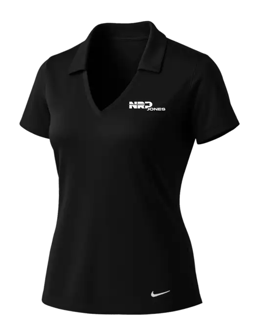 NIKE Black Womens Dri-Fit Vertical Mesh Polo w/NRP Jones Logo