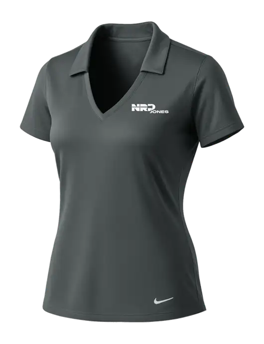 NIKE Dark Grey Womens Dri-Fit Vertical Mesh Polo w/NRP Jones Logo