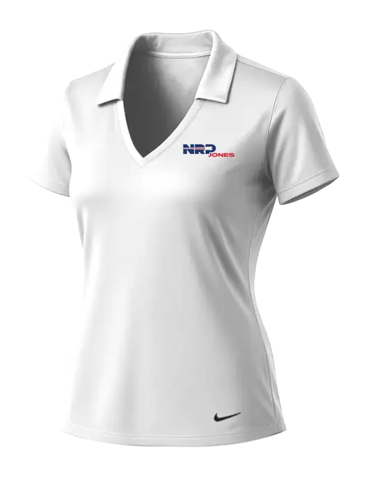 NIKE White Womens Dri-Fit Vertical Mesh Polo w/NRP Jones Logo