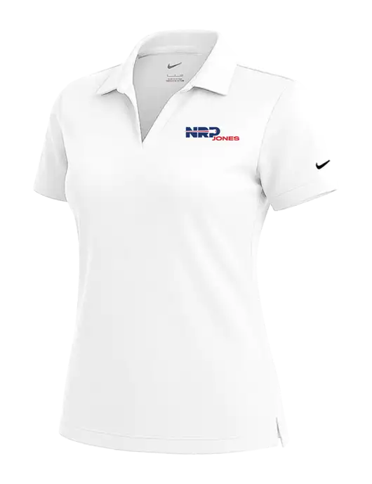 NIKE White Womens Dri-Fit Micro Pique Polo w/NRP Jones Logo