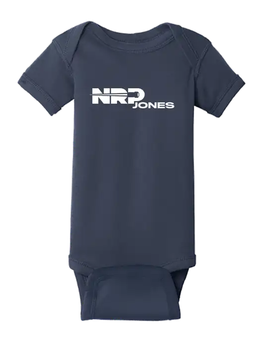 Rabbit Skins Navy Infant Short Sleeve Baby Rib Bodysuit w/NRP Jones Logo