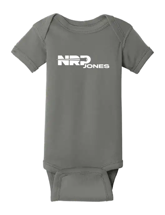 Rabbit Skins Charcoal Infant Short Sleeve Baby Rib Bodysuit w/NRP Jones Logo