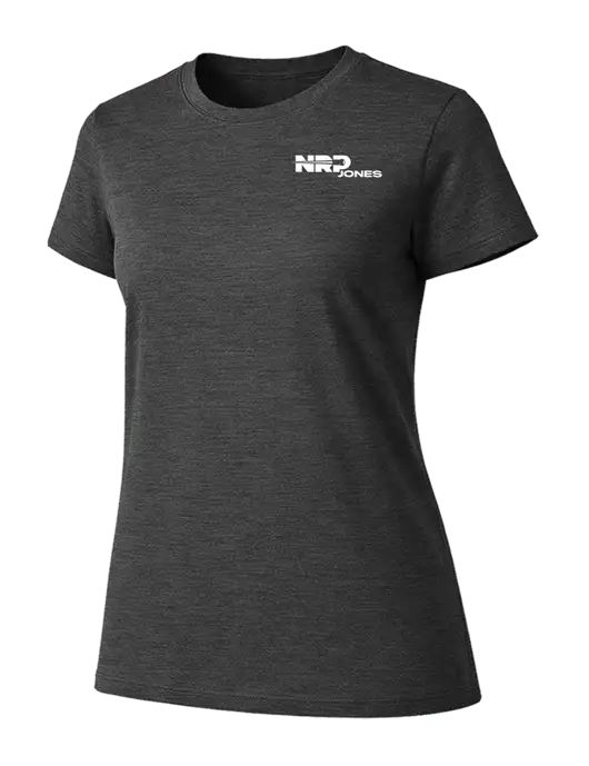 Womens Ring Spun Dark Heather Grey 4.5 oz T-Shirt w/NRP Jones Logo