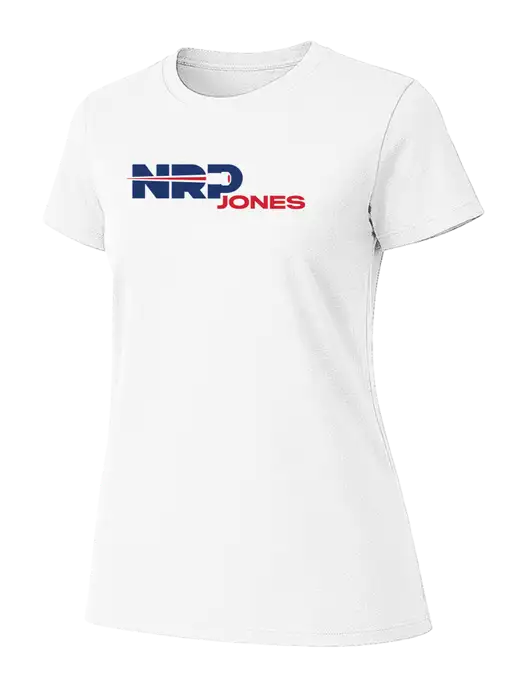 Womens Ring Spun White 4.5 oz T-Shirt w/NRP Jones Logo