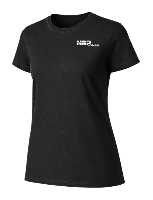 Womens Ring Spun Jet Black 4.5 oz T-Shirt w/NRP Jones Logo