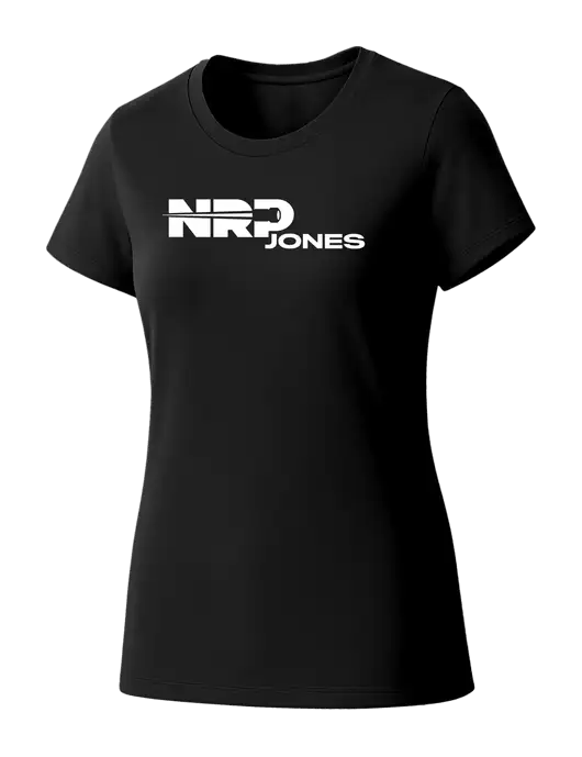 Womens Seriously Soft Black T-Shirt w/NRP Jones Logo