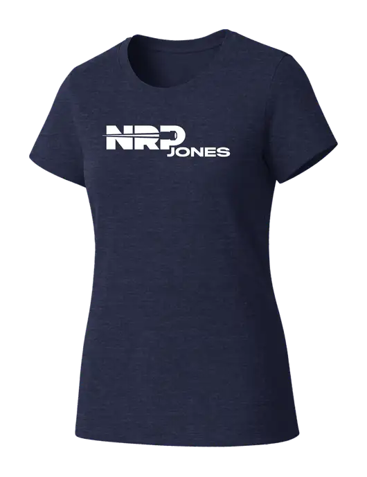 Womens Seriously Soft Heathered Navy T-Shirt w/NRP Jones Logo