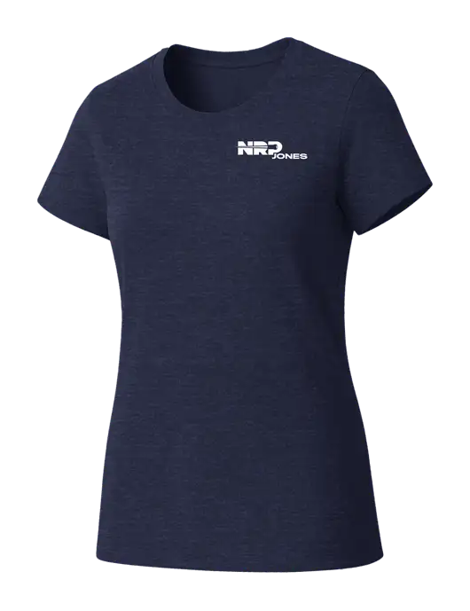 Womens Seriously Soft Heathered Navy T-Shirt w/NRP Jones Logo