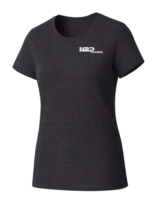Womens Seriously Soft Heathered Charcoal T-Shirt w/NRP Jones Logo