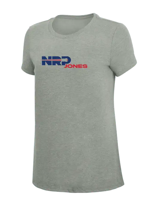 Womens Simply Soft Grey Frost 4.5oz  Poly/Combed Ring Spun Cotton T-Shirt w/NRP Jones Logo