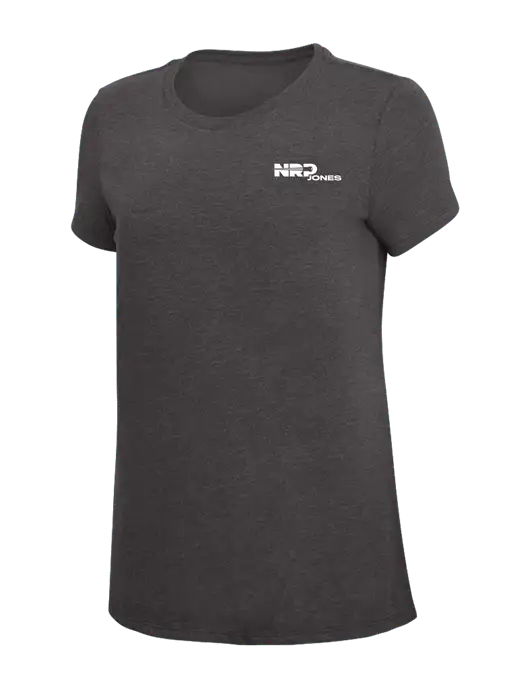 Womens Simply Soft Heather Charcoal 4.5oz  Poly/Combed Ring Spun Cotton T-Shirt w/NRP Jones Logo