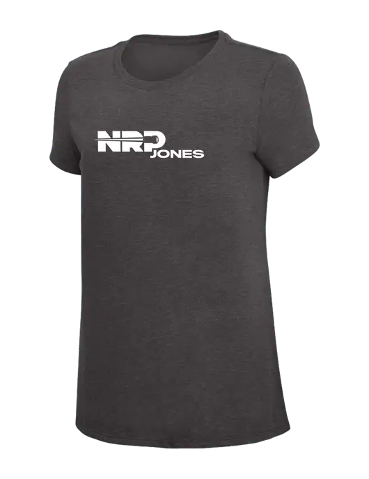 Womens Simply Soft Heather Charcoal 4.5oz  Poly/Combed Ring Spun Cotton T-Shirt w/NRP Jones Logo