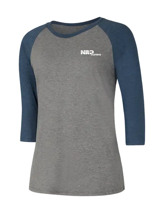 Womens Simply Soft 3/4 Sleeve Navy Frost/Grey Frost Ring Spun Cotton T-Shirt w/NRP Jones Logo
