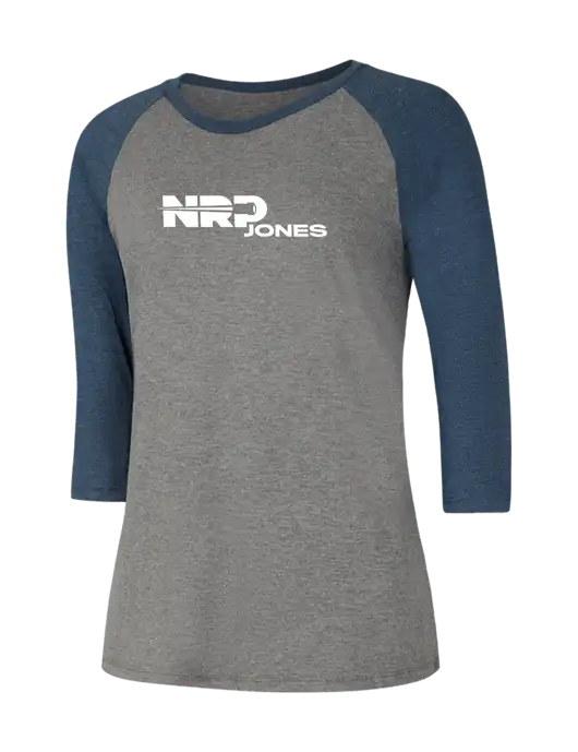 Womens Simply Soft 3/4 Sleeve Navy Frost/Grey Frost Ring Spun Cotton T-Shirt w/NRP Jones Logo