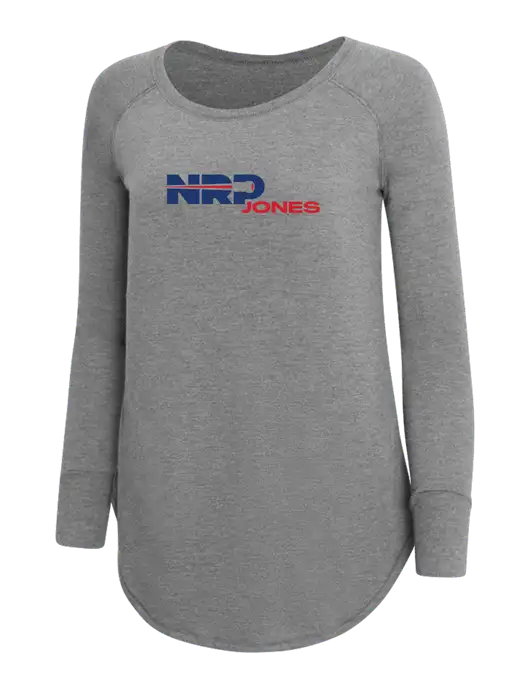 Womens Perfect Wide Collar Tunic Tri-Blend Grey Frost 4.5 oz T-Shirt w/NRP Jones Logo