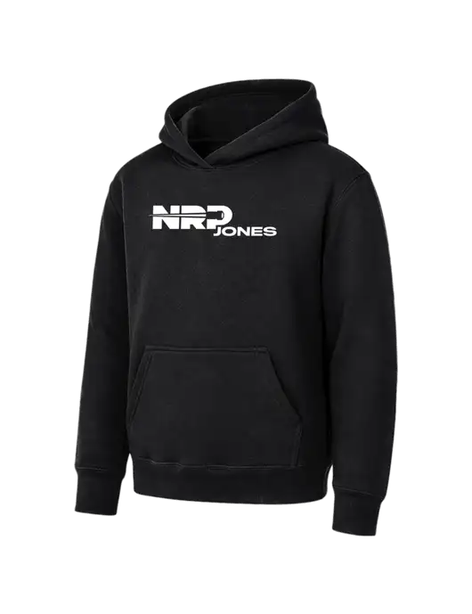 Youth Black 7.8 oz Pullover Hooded Sweatshirt w/NRP Jones Logo
