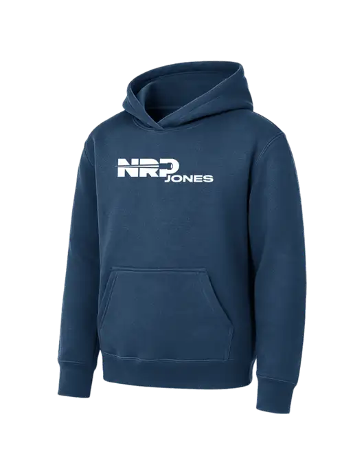 Youth Navy 7.8 oz Pullover Hooded Sweatshirt w/NRP Jones Logo