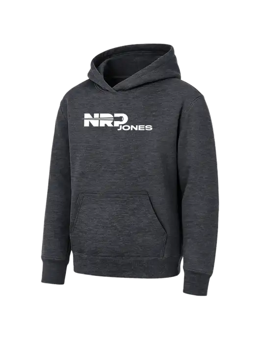 Youth Dark Heather Grey 7.8 oz Pullover Hooded Sweatshirt w/NRP Jones Logo
