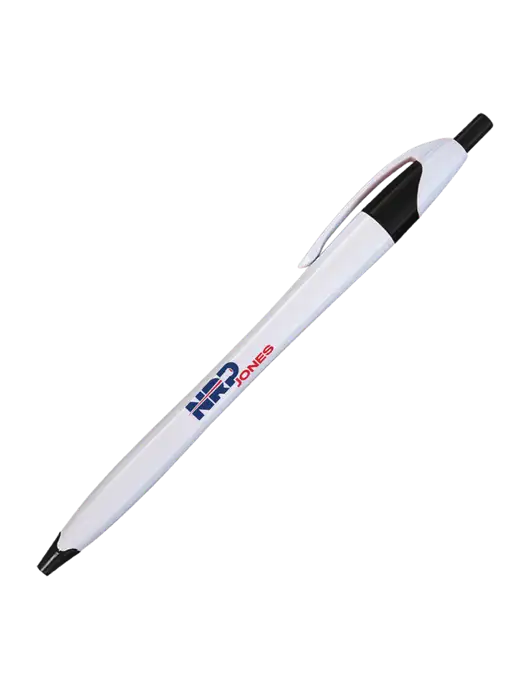 Novella White/Black Classic Pen - Blue Ink w/NRP Jones Logo