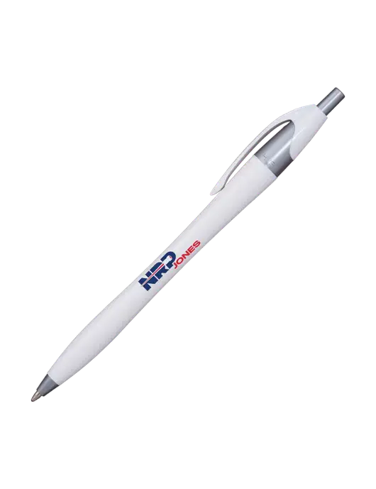 Novella White/Silver Shimmer Pen - Blue Ink w/NRP Jones Logo