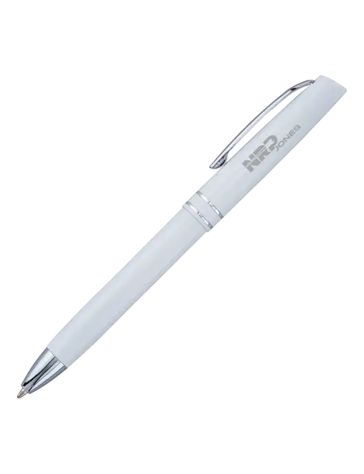 White Anguilla Black Ink Pen w/NRP Jones Logo