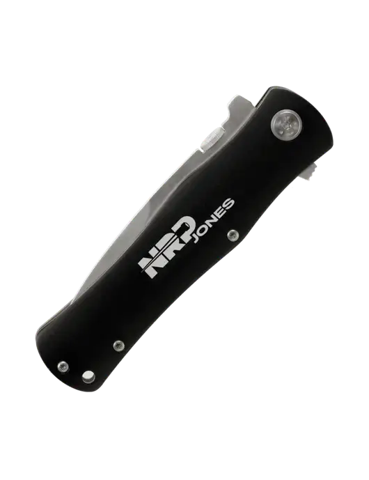 Black Folding Knife with Pocket Clip w/NRP Jones Logo