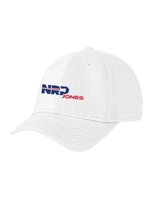 White Structured Soft Snap Closure Hook & Loop Cap w/NRP Jones Logo