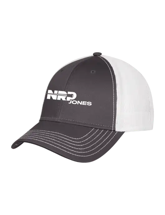 Dark Grey/White Mesh Trucker Cap Snap Back w/NRP Jones Logo
