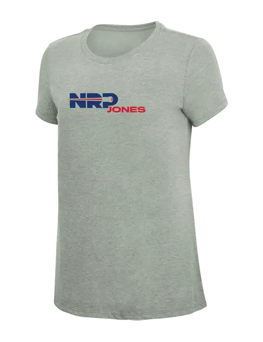 Womens Simply Soft Heathered Light Grey 4.5oz Poly/Combed Ring Spun Cotton T-Shirt w/NRP Jones Logo