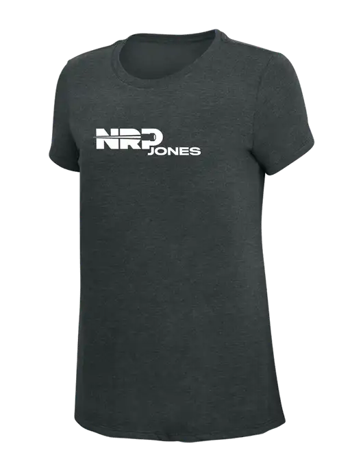 Womens Simply Soft Black Frost 4.5oz Poly/Combed Ring Spun Cotton T-Shirt w/NRP Jones Logo