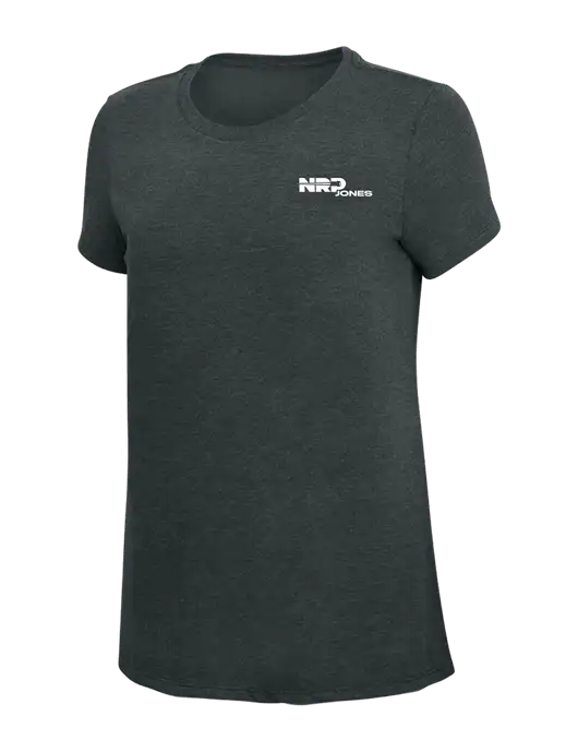 Womens Simply Soft Black Frost 4.5oz Poly/Combed Ring Spun Cotton T-Shirt w/NRP Jones Logo