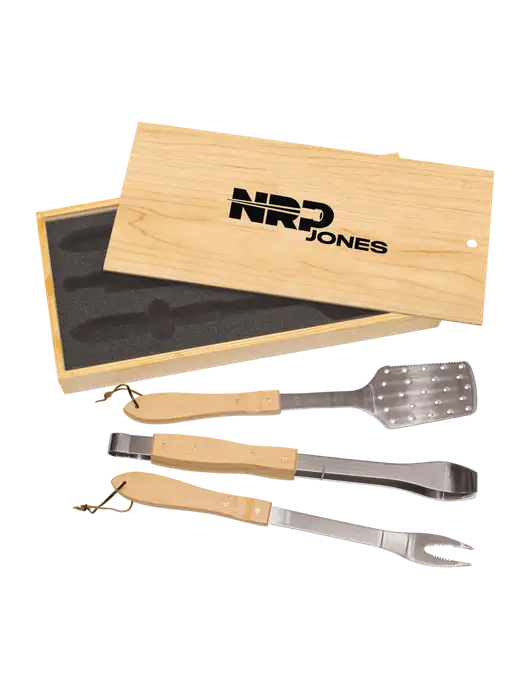 Wood BBQ Gift Set w/NRP Jones Logo