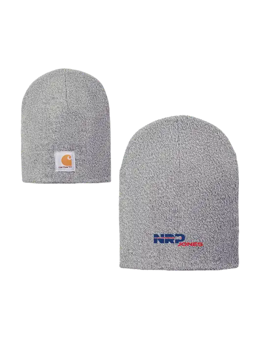 Carhartt Light Grey Heather Acrylic Knit Hat w/NRP Jones Logo