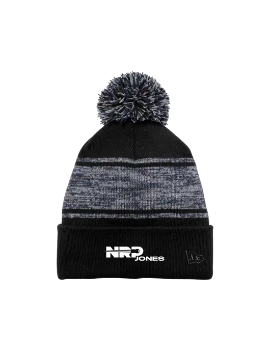 New Era Black/Navy Knit Chilled Pom Beanie w/NRP Jones Logo