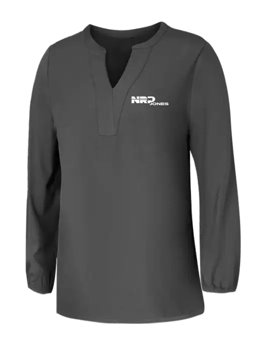 Mercer+Mettle Womens Dark Grey Stretch Crepe 3/4 Sleeve Blouse w/NRP Jones Logo