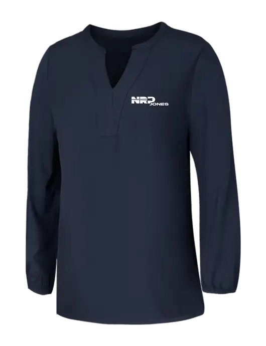 Mercer+Mettle Womens Navy Stretch Crepe 3/4 Sleeve Blouse w/NRP Jones Logo