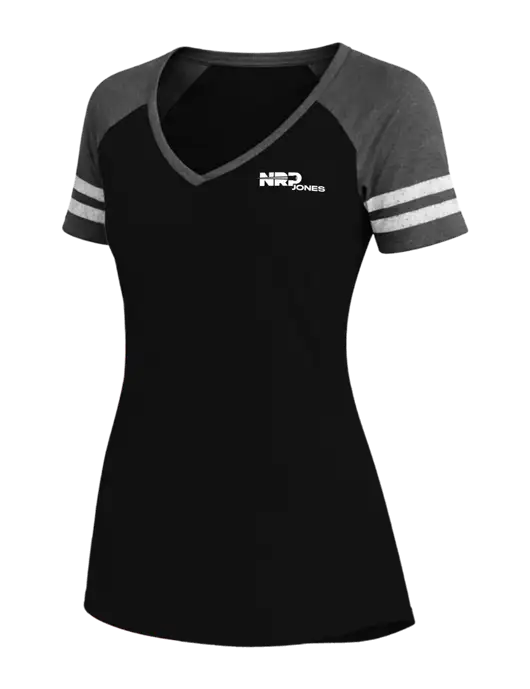 Womens Black/Charcoal Heather V-Neck Game Tee w/NRP Jones Logo