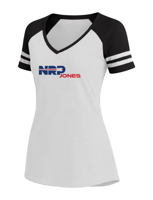 Womens White/Black V-Neck Game Tee w/NRP Jones Logo